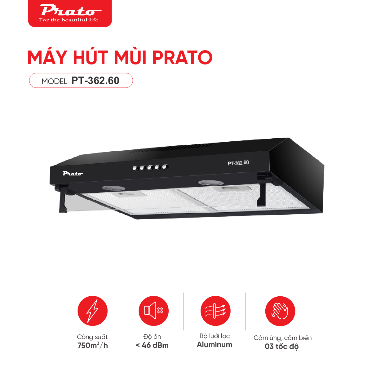 Máy hút mùi cổ điển Prato PT-362.60
